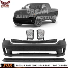 Front Bumper Cover Kit For 2013-18 Ram 1500 2019-2022 1500 Classic