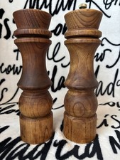 VINTAGE NEW-NEVER USED HAND-TURNED WOODEN SALT SHAKER  PEPPER GRINDER 9"