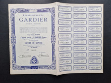 Aktie Etablissements Gardier S.A. 890 Fr. 1952? Sclessin, Belgien