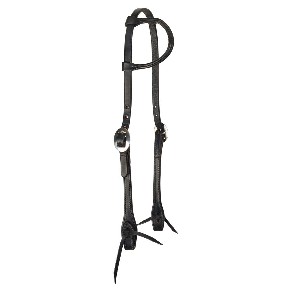 Billy Royal Black Leather Rolled One Ear Headstall | Size 35"- 42" | Full Horse