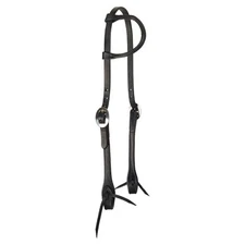 Billy Royal Black Leather Rolled One Ear Headstall | Size 35"- 42" | Full Horse