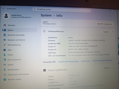 HP EliteBook 850 G3, I5-6200U, 8GB, 1TB SSD, 15.6'' Full HD, W11