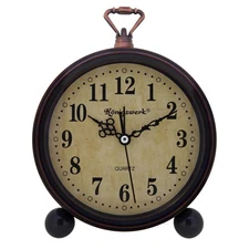 Vintage Analog Alarm Clock, 5.25 Inch Small Silent Desk Clock with Night Light,