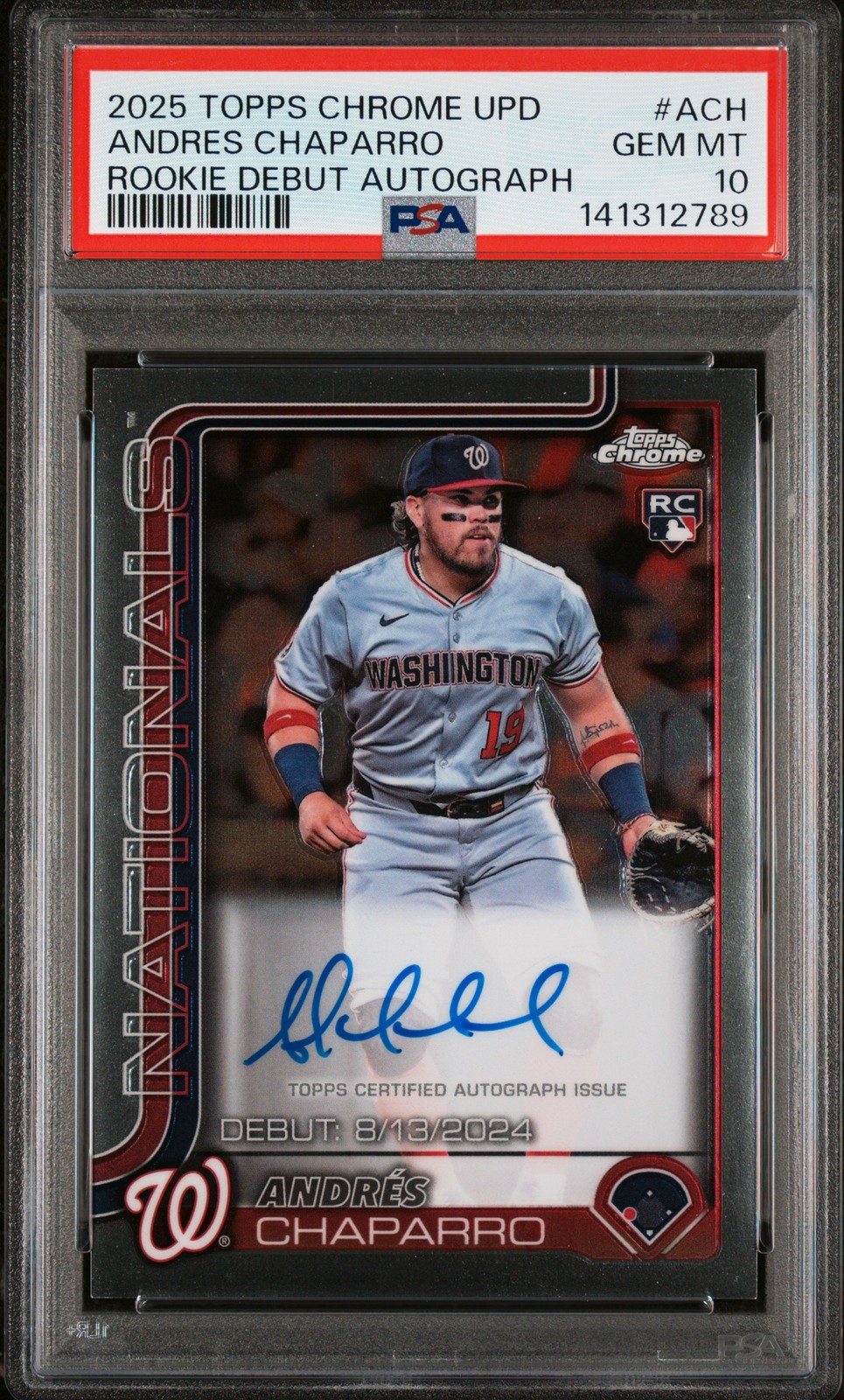 2025 Topps Chrome Update Rookie Debut Auto #ACH Andres Chaparro PSA 10
