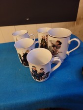Vintage Norman Rockwell Collector Mugs Set of 5 Porcelain Fine Art, 