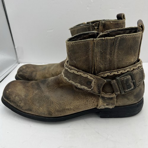 Bed Stu Ankle Corral Boot Buckle Zip Brown Leather Distressed Men’s Size 9.5 GUC - Picture 3 of 9
