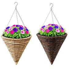 Cone Hanging Basket Planter With Hanging Chain and Hook 30cm Indoor Outdoor