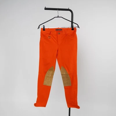 Ralph Lauren Damen Orange Reithose Leder Knieaufnäher Reitsport Größe 4, S - Bild 1 von 4