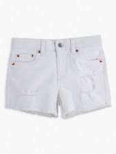 Levi's Girls' Girlfriend Fit Denim Shorty Shorts - White - 10