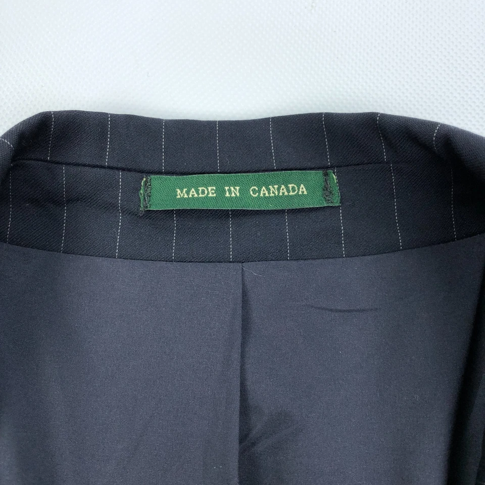 Ralph Lauren 48 R 40x29 Navy Blue Stripe Wool Mens Jacket Pants Suit - Image 4 of 4