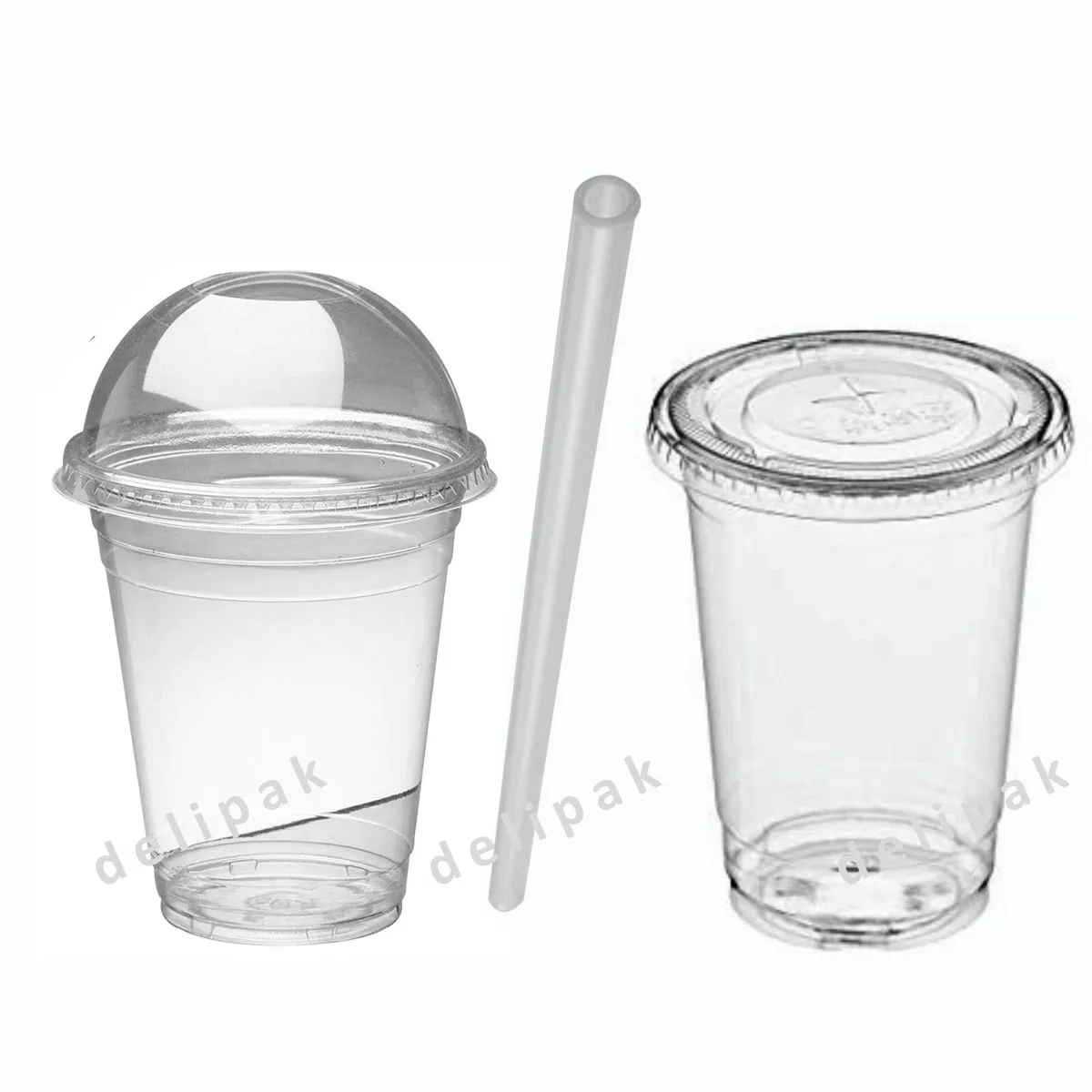 Disposable Smoothie Cups, Domed Lids, Plastic Milkshake Glasses, Glass  Party Cup