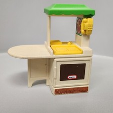 Vintage Little Tikes Dollhouse Furniture Yellow Kitchen Oven Rangetop Island Toy