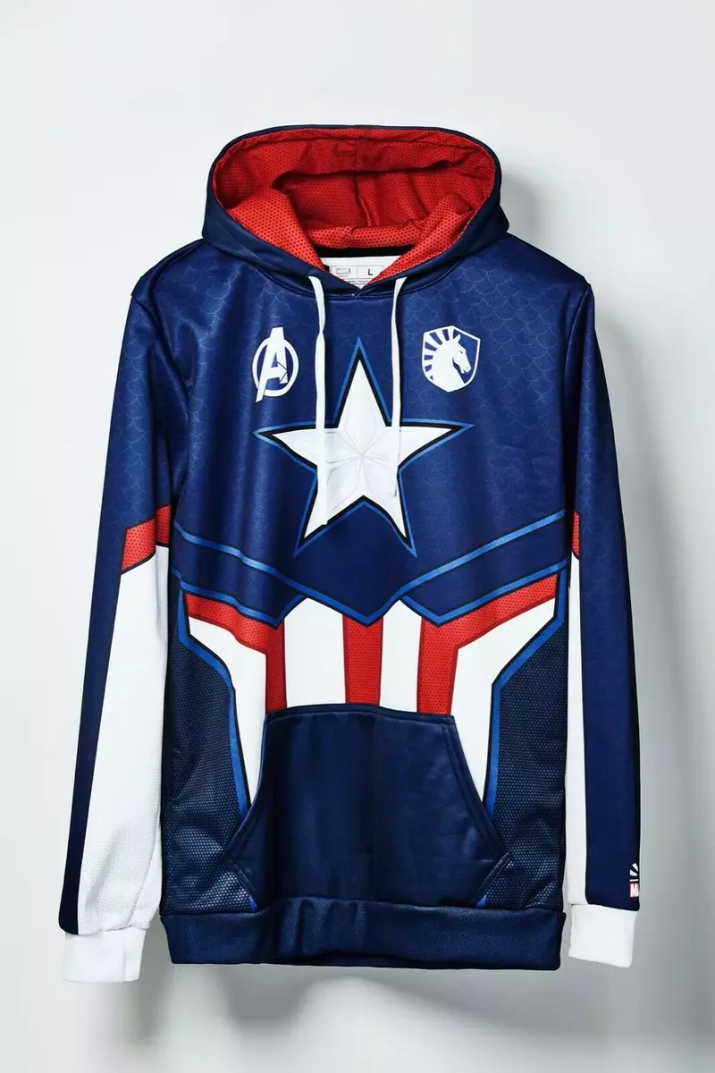LIQUID X MARVEL CAPTAIN AMERICA JERSEY HOODIE Size Large eBay
