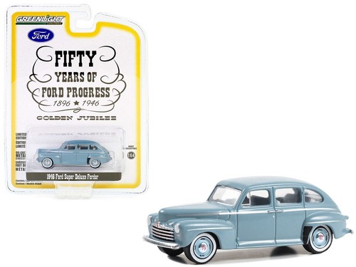 GREENLIGHT 1:64 1946 FORD SUPER DELUXE LIGHT BLUE 50 YEARS JUBILEE ANNIVERSY NEW - Picture 3 of 3