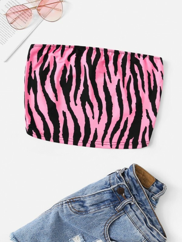 Zebra Print Bandeau Tube Top EDM EDC Festival Womens PRICE REDUCED