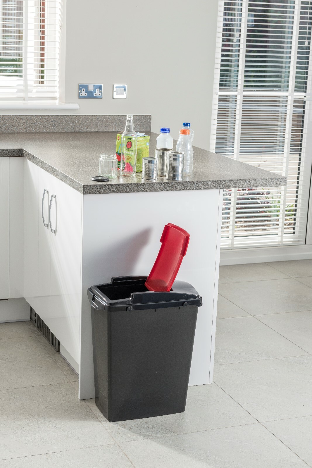 Addis Recycling 40L Set of 3 Waste Bins Colour coded Blue,Red & Green