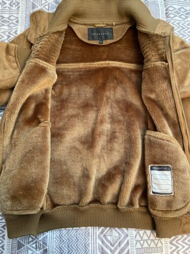 SEAN JOHN G - III Apparel Sz LG Brown/Tan Zip Up Suede Full Fur Lining Jacket - Picture 2 of 9