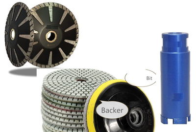 2'' Diamond Core Drill Bit 5'' Convex Blade 4'' Polishing Pad Granite concrete