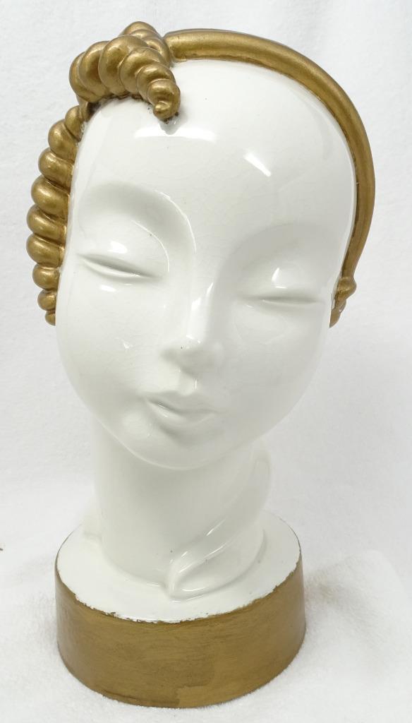 Vtg Art Deco Moriyama Kent Art Ware Japan Porcelain Woman Bust Statue