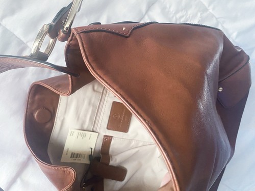 Bolso Hobo Cole Haan Paige Cuero Genio Marrón Coñac $295 con Etiquetas - Imagen 17 de 24