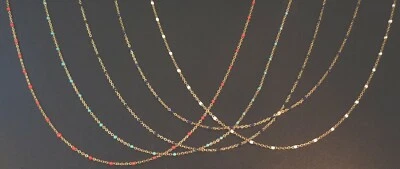 Collier,chaîne très fine femme mini perle émail NOIRE Acier Inoxydable 41cm - Photo 1/3