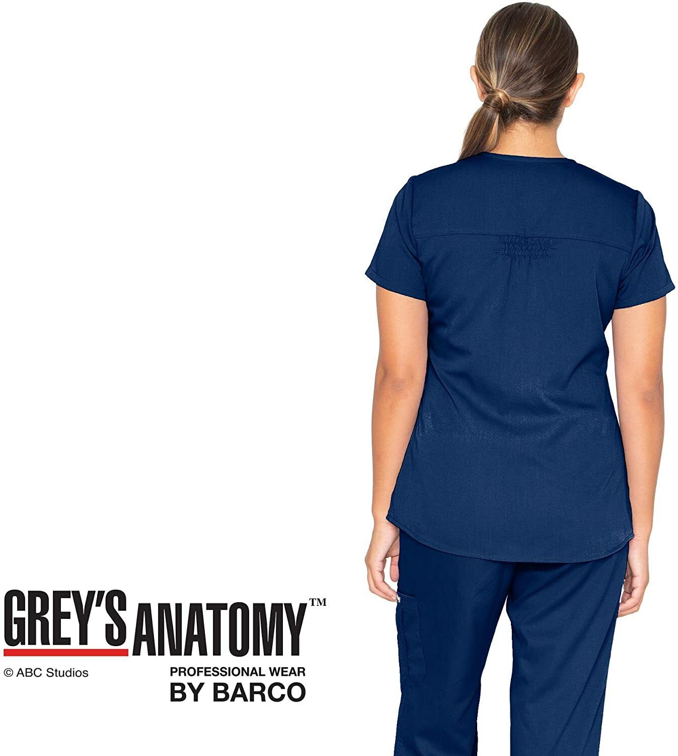 Barco Grey's Anatomy Women's 71166 Two Pocket V-Neck Scrub Top With  Shirring Bac