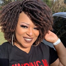 Dreadlock Wig Black Brown Short Curly Braided Twist Dreadlock Wigs Heat Safe USA