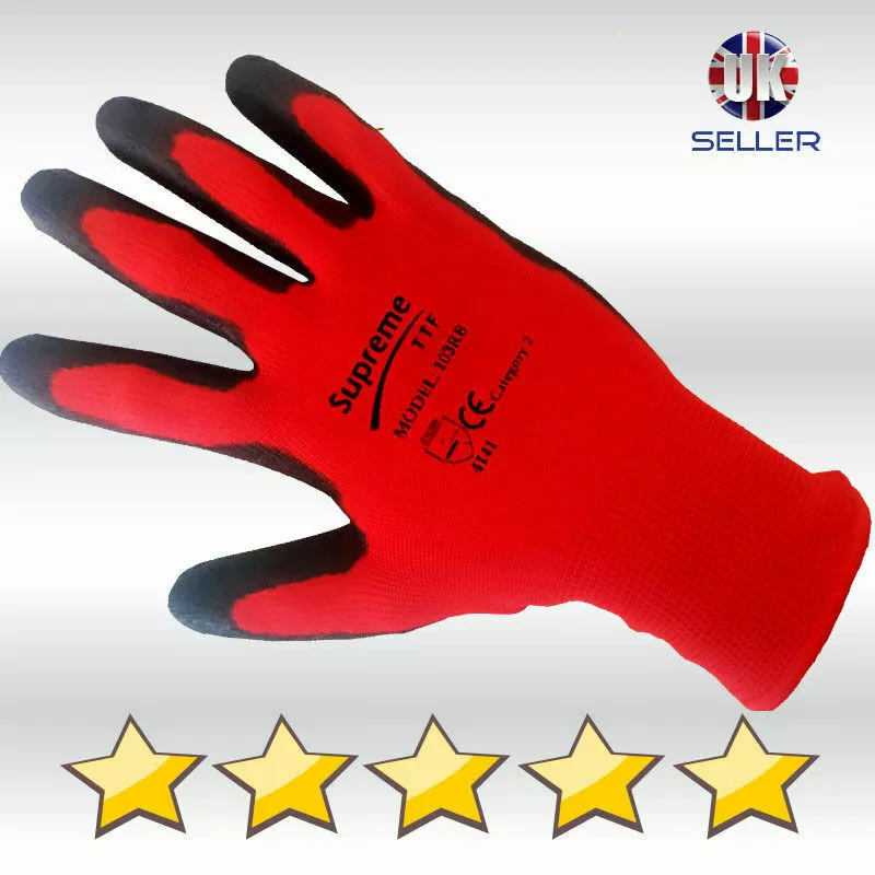 24 paires de gants de travail en nylon rouge recouverts de nitrile constructeurs gants de poignée de jardinage