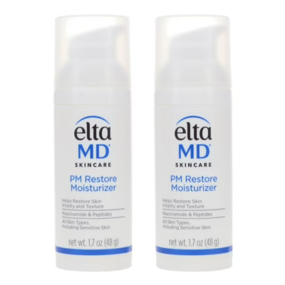 2 X Elta MD PM Restore Therapy Facial Moisturizer 1.7oz NEW IN BOX Exp. 06/28