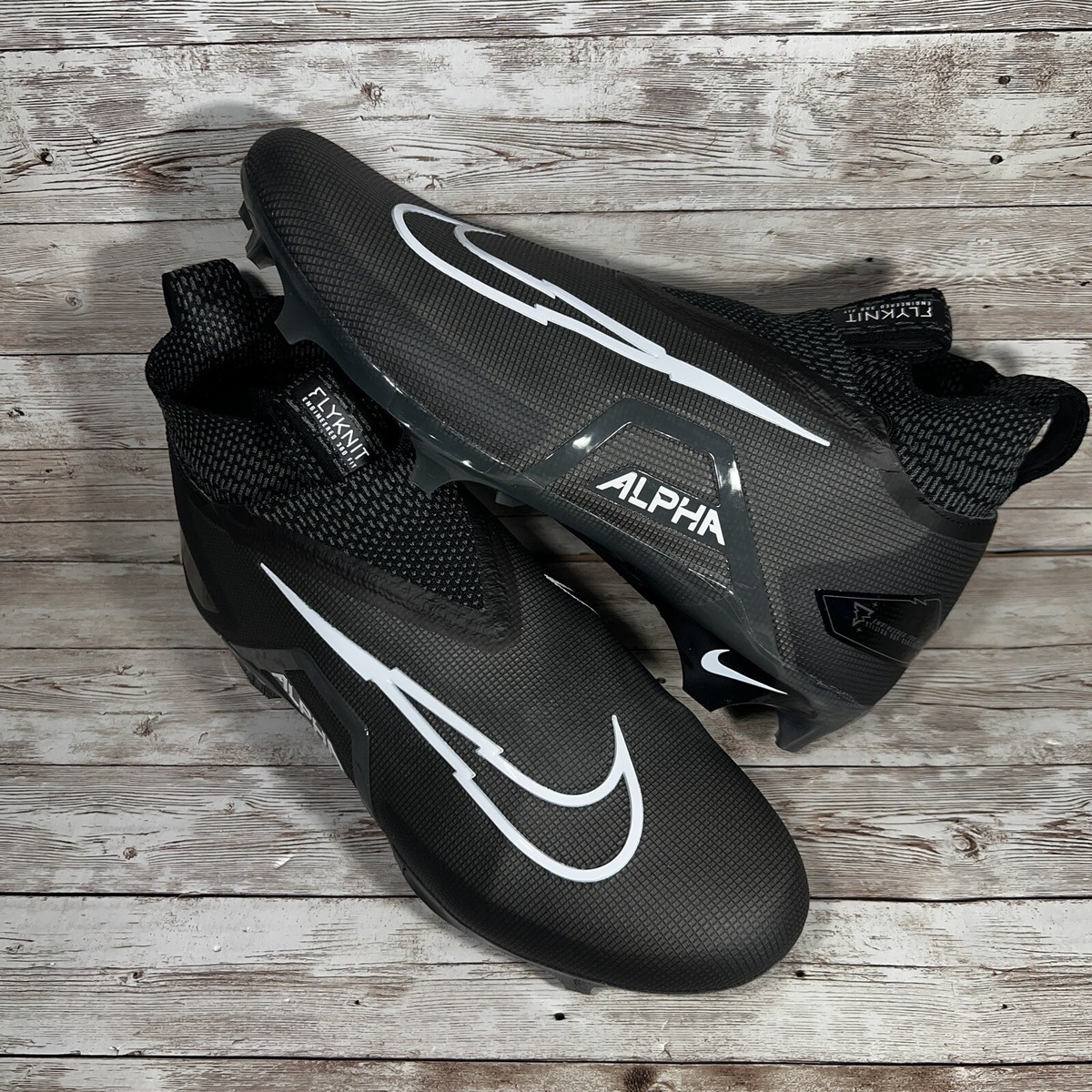 Nike Alpha Menace Elite 3 Football Cleats Black White Men display picture 2