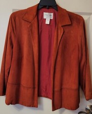 Oscar de la Renta Suede Womens Jacket 16W buttery soft elegant coral Color
