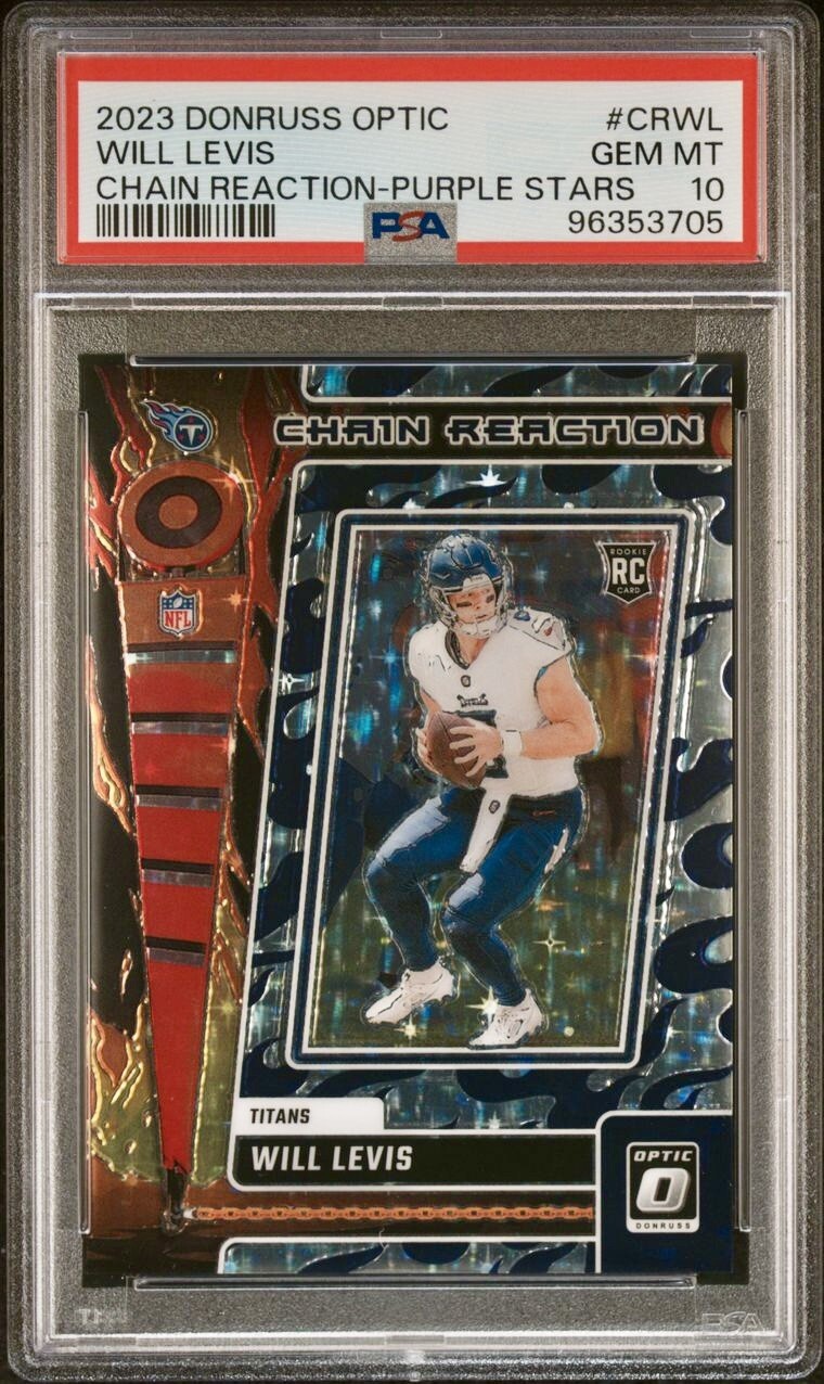 2023 Donruss Optic Will Levis Chain Reaction Purple Stars /25 #CRWL PSA 10 RC