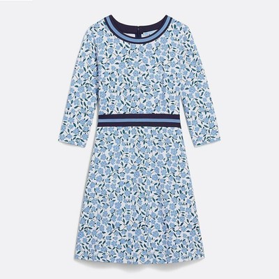DRAPER JAMES PERSLEY PONTE DRESS BLUE MULTI MAGNOLIA VINES Large