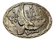 Vintage Belt Buckle Article 2 The Right to Bear Arms Brass 1980's Eagle USA