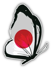 Japan Flag Butterfly Car Bumper Sticker Decal 4'' x 5''