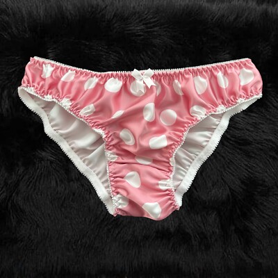 Baby rosa Satin weiß Polkadot Sissy Höschen Bikini Slips Größe M - XL