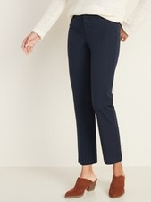NEW Old Navy Womens Pixie Mid Rise Straight Stretch Ankle Pants Navy Blue 8 NWT