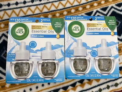 x2 Air Wick - Infused Natural Essential Oils Refills 2 Count Each - Fresh Linen