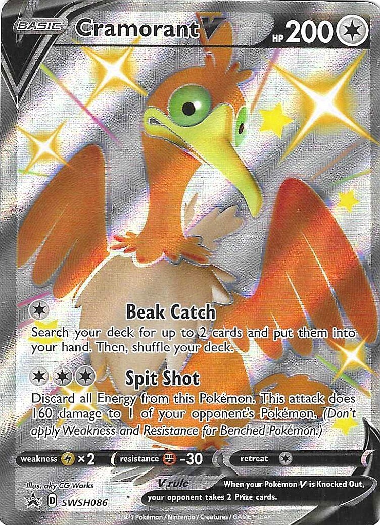 Cramorant V Pokemon SWSH086 Shiny Full Art Black Star Promo