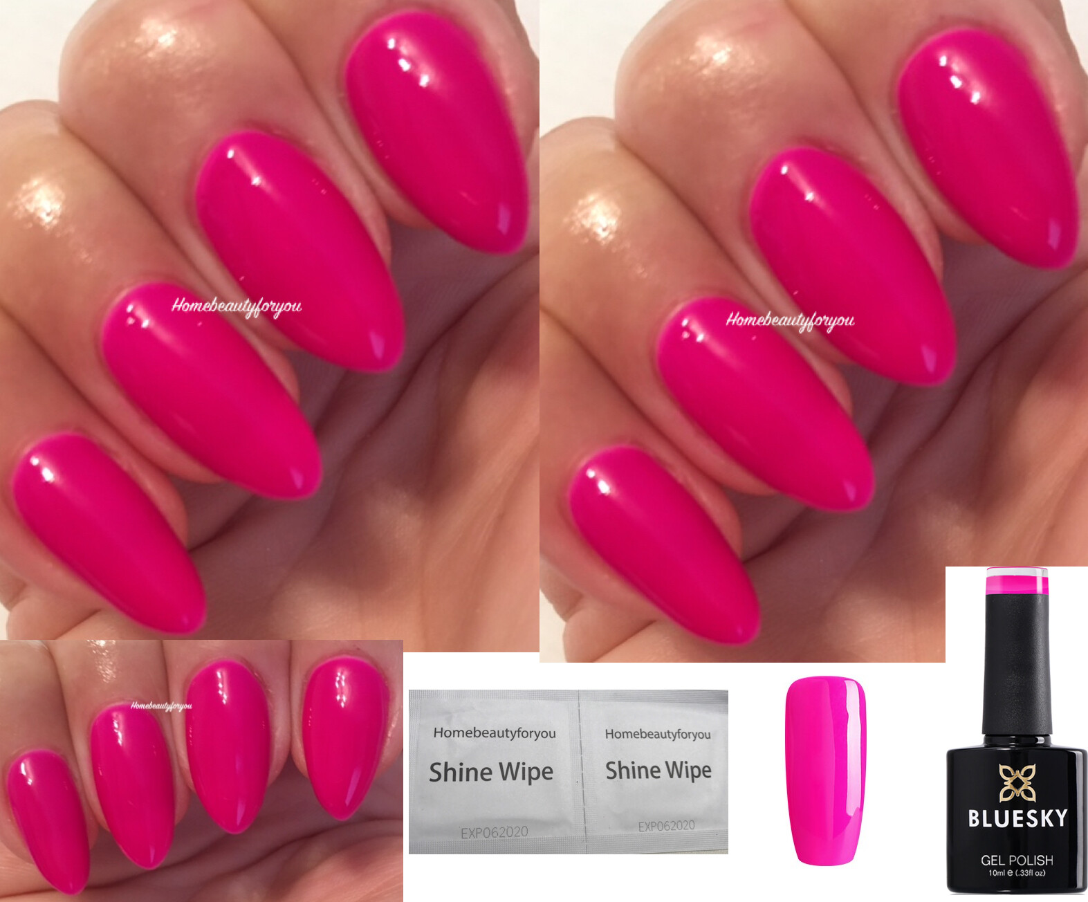 BLUESKY GEL NAIL POLISH NEON PINK RASPBERRY CERISE LUSH NEON 15 UV LED SOAK OFF