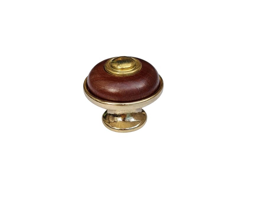 RSP - POMOLO OTTONATO CON INSERTO IN NOCE DIAMETRO 30mm