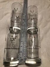 4 BIA Reindeer Glasses Antlers Barware Highball Glass Happy Holidays