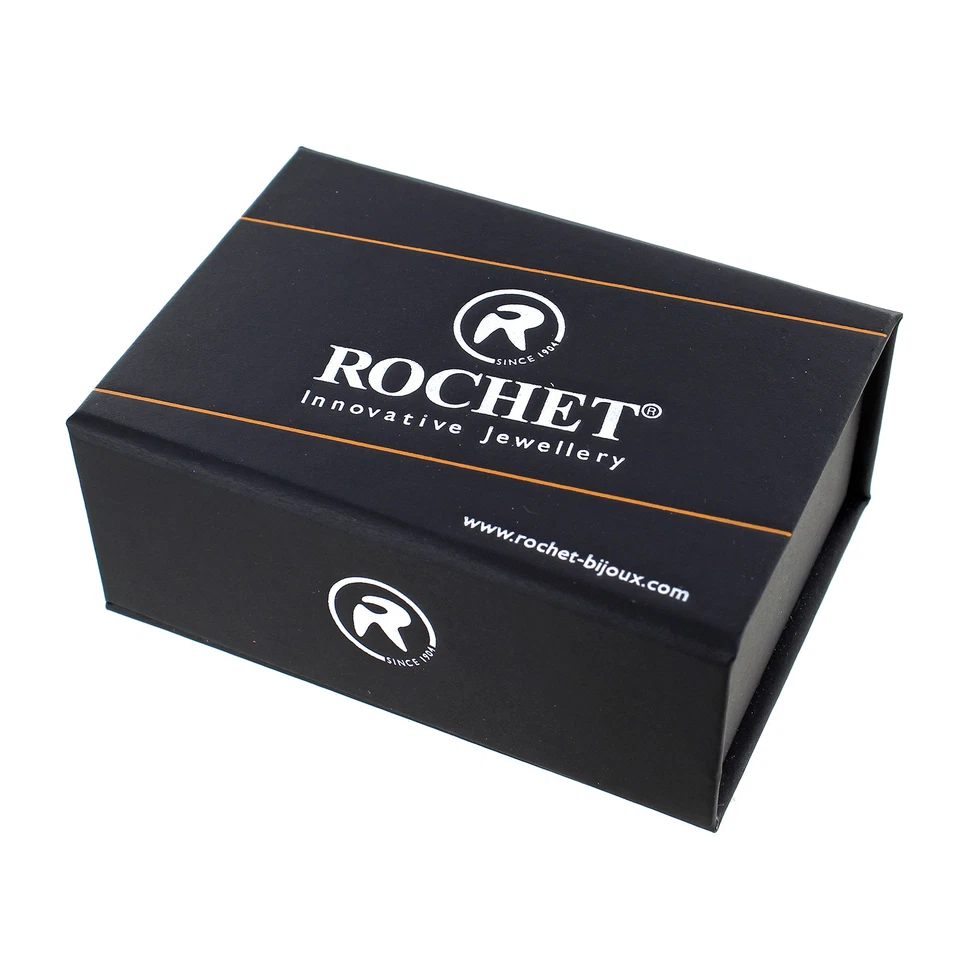 Gemelos elegantes de acero inoxidable con diseño clásico de cerámica negra Rochet Roma Foto 4 de 4