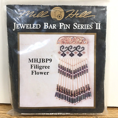 Mill Hill Jeweled Bar Pin Series II MHJBP9 Filigree Flower Vintage Beading Kit
