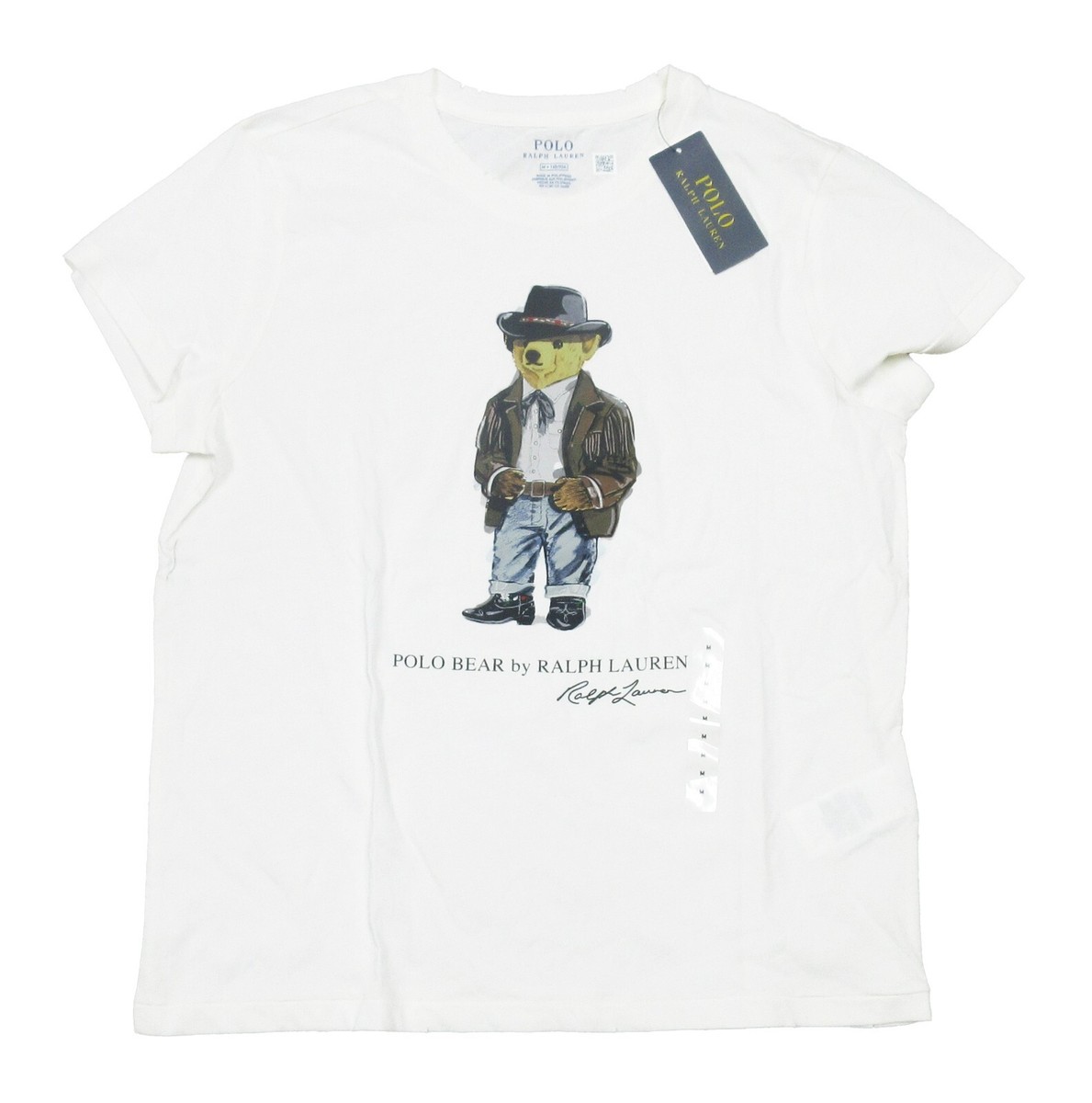 Polo Ralph Lauren Women's White Cowboy Polo Bear Crew-Neck