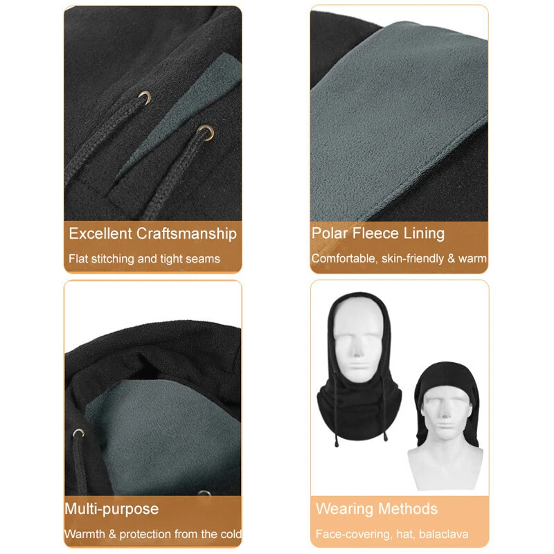 Thermal Balaclava Hood Ski Face Mask Neck Warmer Gaiter Ninja Hoodie Winter Cap - Image 3 of 4