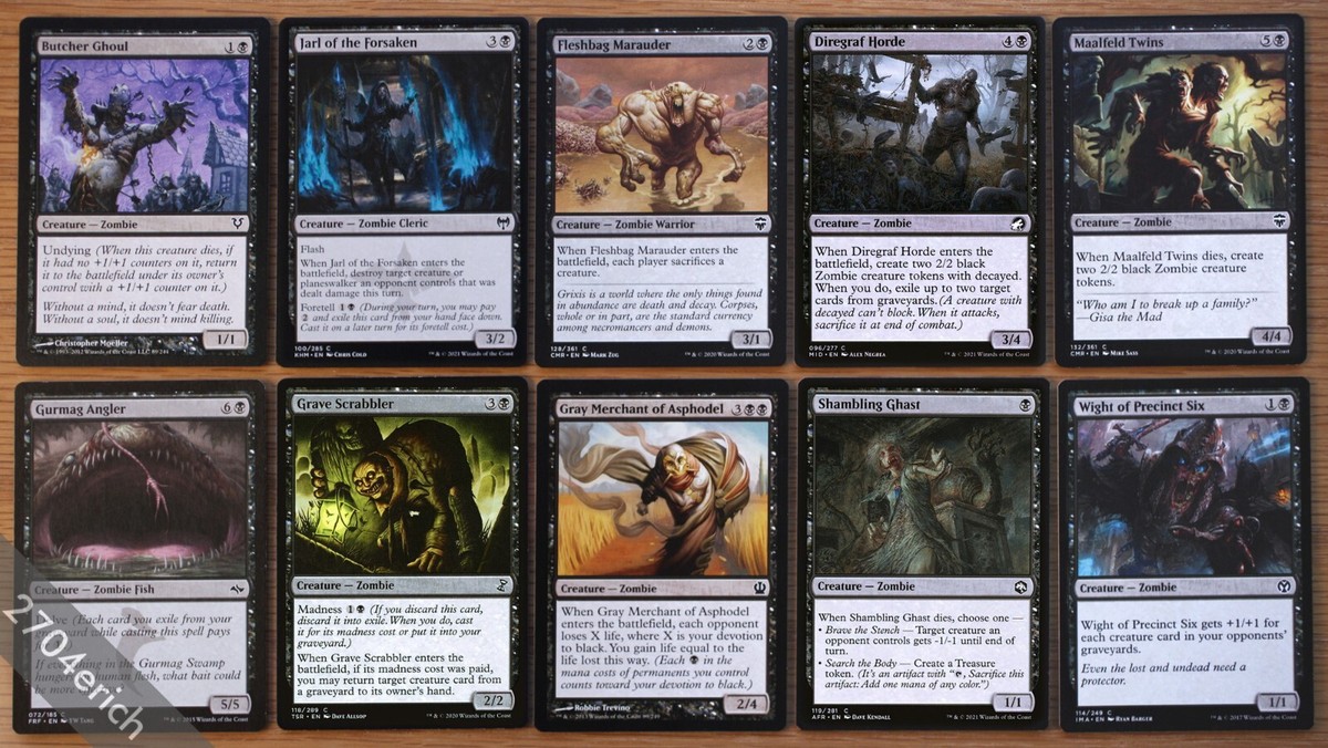 Magic MTG Lot 10 Black Zombie Creatures Commander Deck Build NM