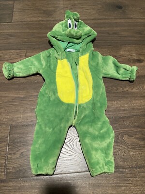 Toddler Kids Baby Dinosaur Costume Romper Hooded Zipper Fleece Pajamas 4-6  Month