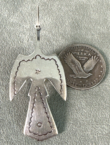 Vintage J M Peyote Bird Pin Brooch Tie Tac Hat Pin Sterling Silver Hand Stamped - Picture 2 of 11