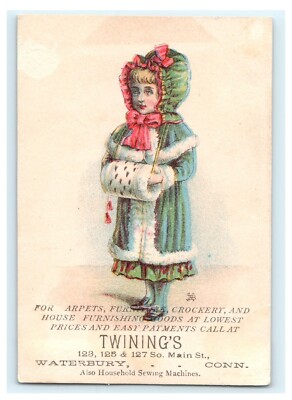 Twining's - Carpets House Furnishing Goods - Waterbury CT - Girl Dressed /W Muff